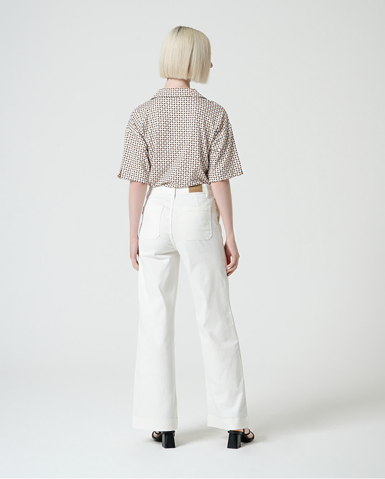 Surkana Pantalón Flare Denim Liso Blanco