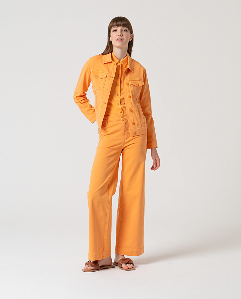 Surkana Pantalón Flare Denim Liso Mandarina