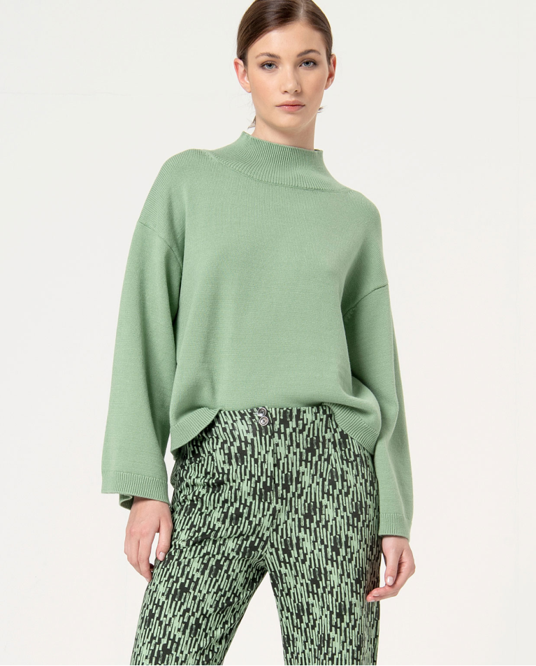 Surkana Pantalón Flare Elástico Estampado Kaki