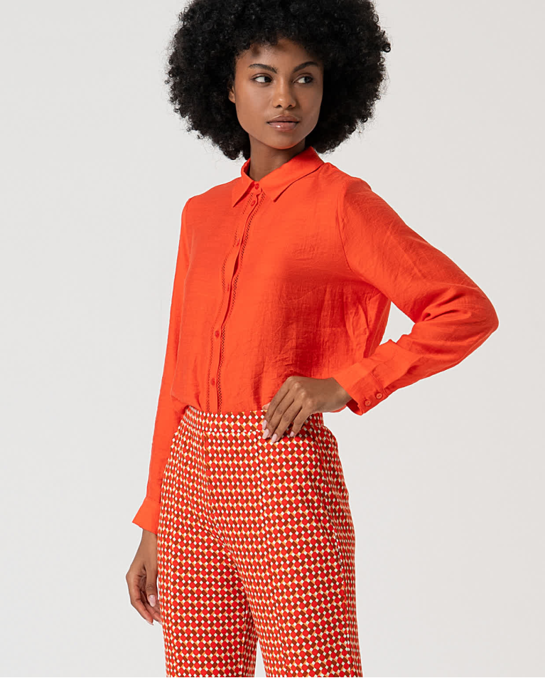 Surkana Pantalón Flare Elástico Estampado Rojo