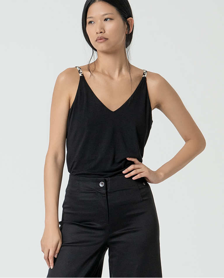 Surkana Pantalón Flare Elástico Liso Negro