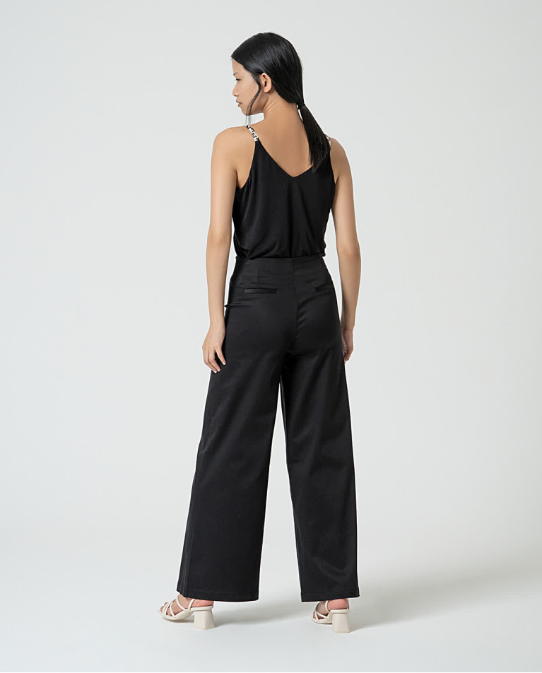 Surkana Pantalón Flare Elástico Liso Negro