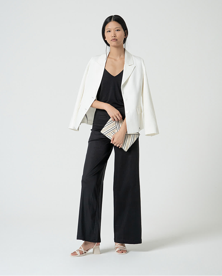 Surkana Pantalón Flare Elástico Liso Negro