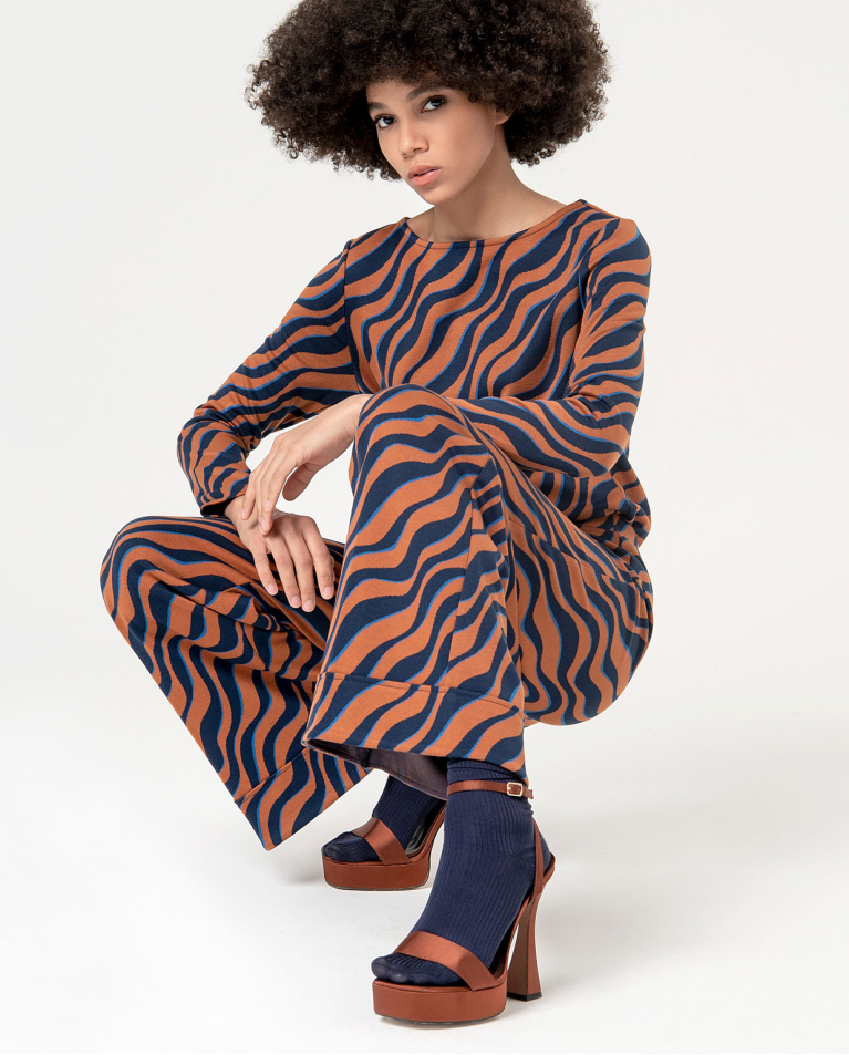 Surkana Pantalón Flare Jacquard Marrón