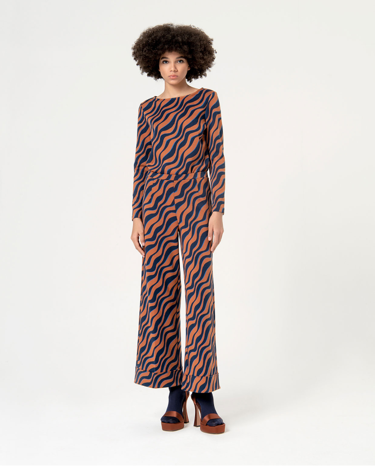 surkana Pantalón flare jacquard Marrón