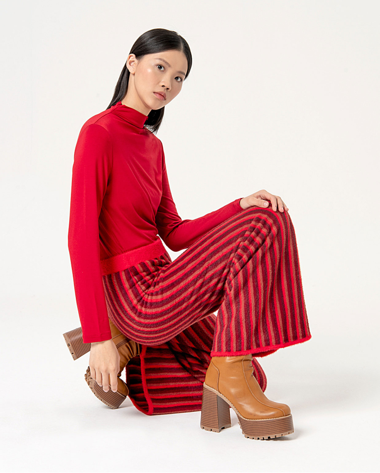 Surkana Pantalón Largo Elástico Cepillado Granate