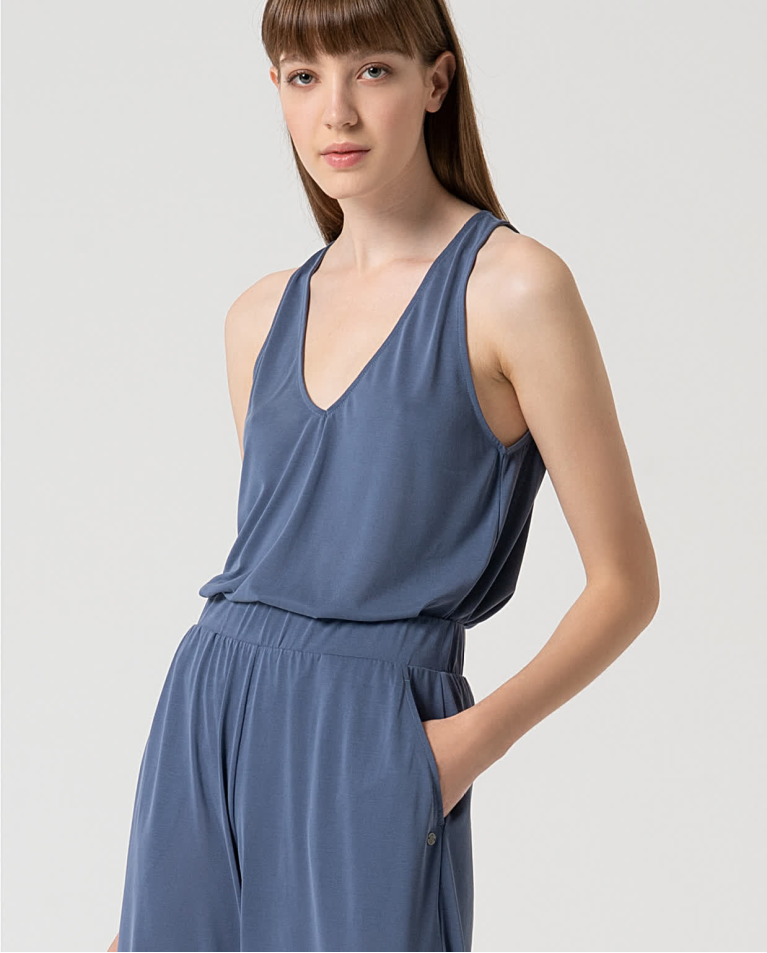 Surkana Pantalón Largo Wide Leg Elástico Indigo