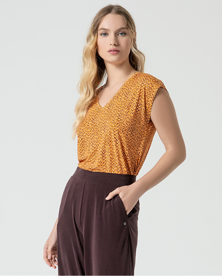 Surkana Pantalón Largo Wide Leg Elástico Marrón