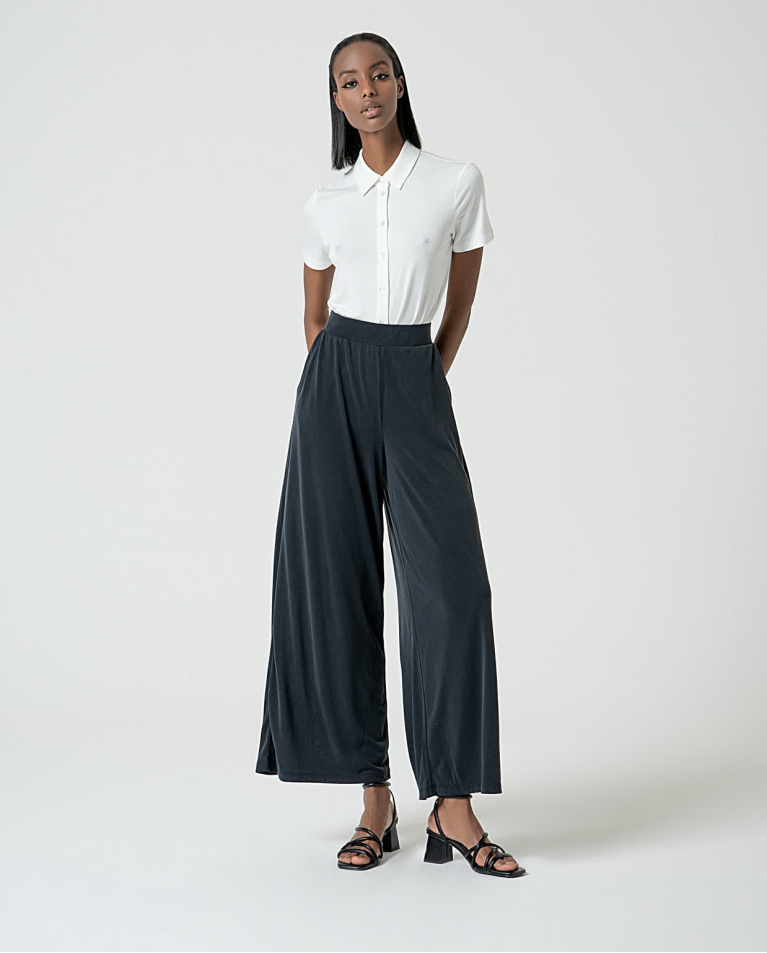 surkana Pantalón largo wide leg elástico Negro