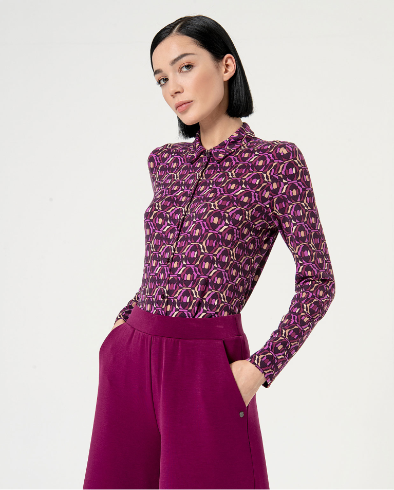 Surkana Pantalón Palazzo Elástico Liso Morado