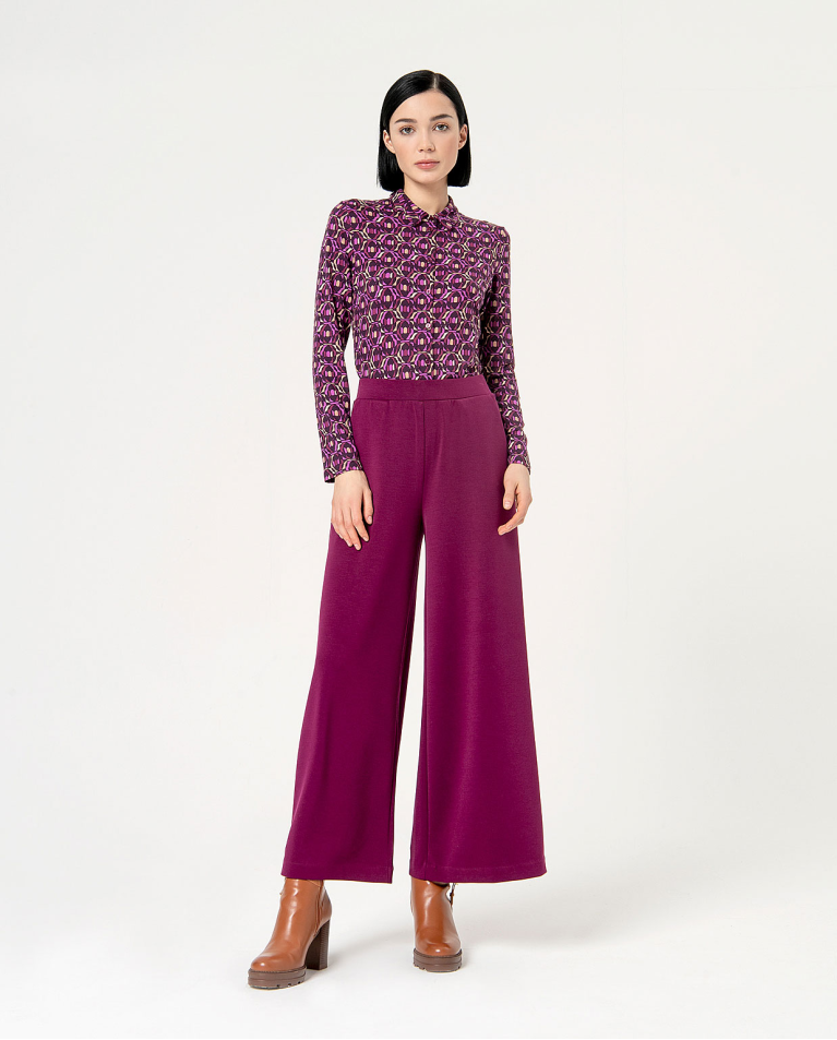surkana Pantalón palazzo elástico liso Morado
