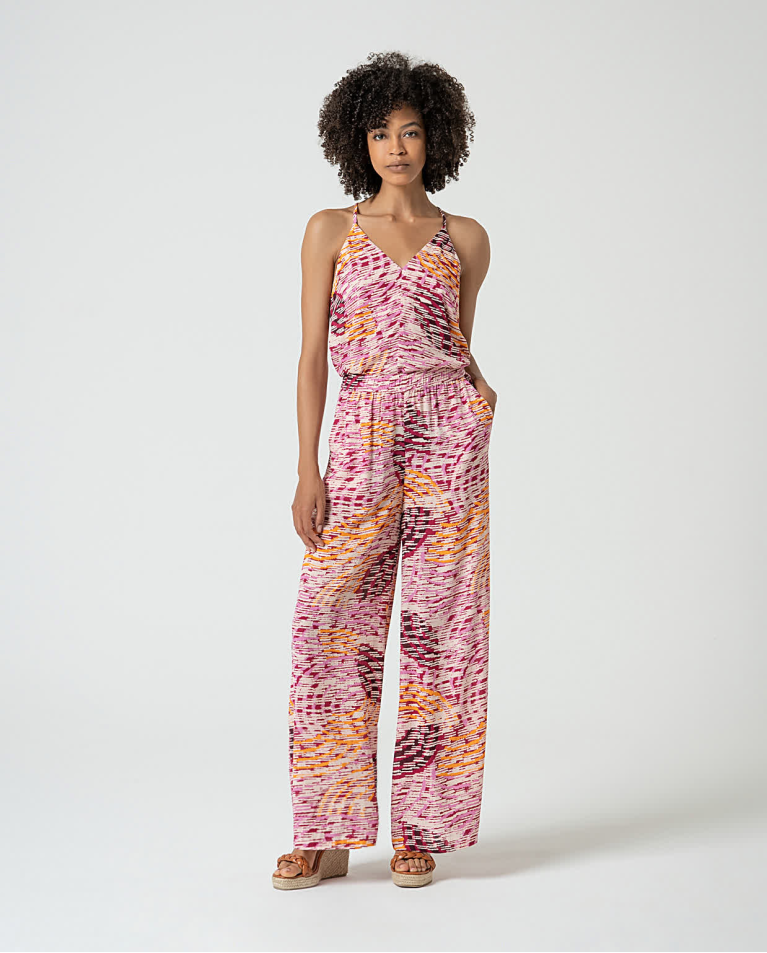 Surkana Pantalón Palazzo Fluido Estampado Multi