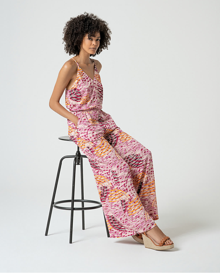 Surkana Pantalón Palazzo Fluido Estampado Multi