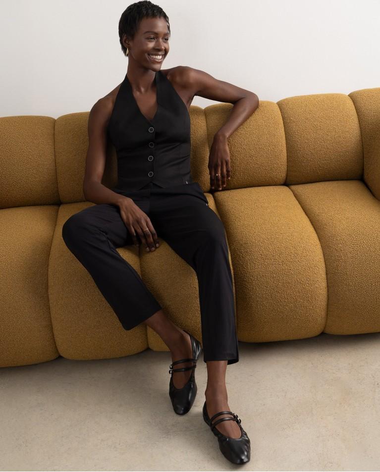 Surkana Pantalón Pitillo Elástico Liso Negro