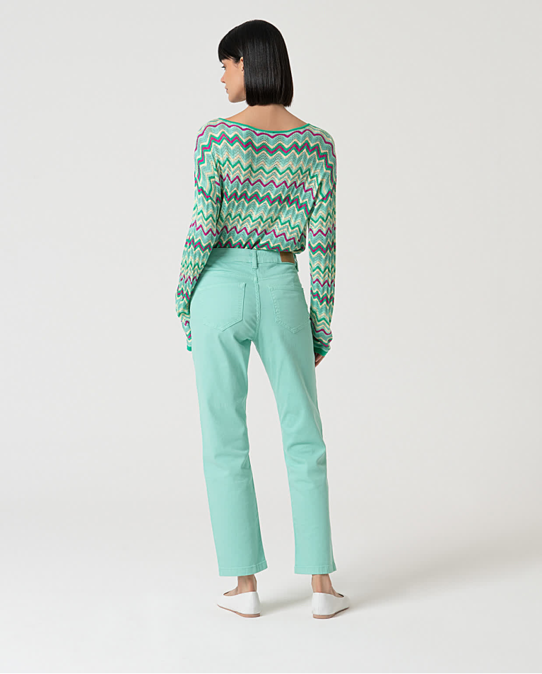 Surkana Pantalón Recto Denim Liso Verde Agua