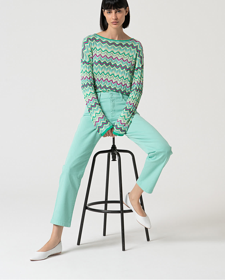 Surkana Pantalón Recto Denim Liso Verde Agua