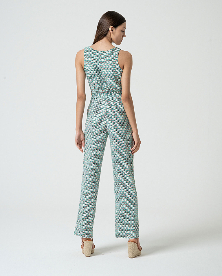 Surkana Pantalón Recto Elástico Estampado Azul