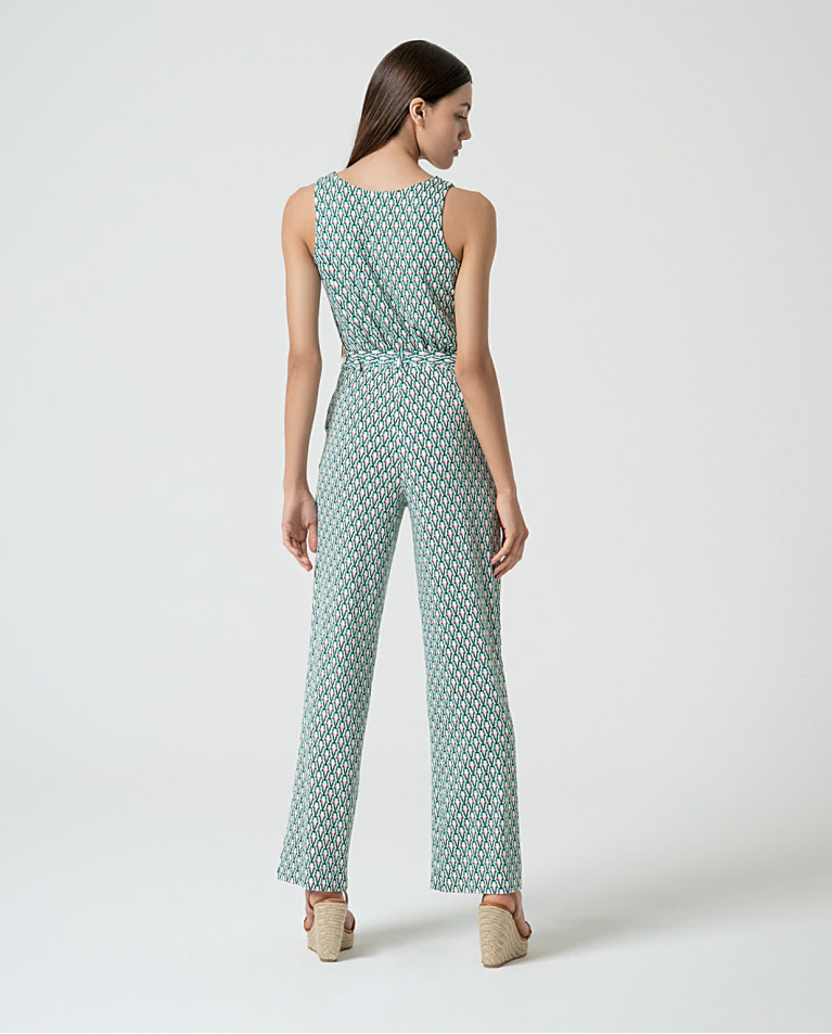 Surkana Pantalón Recto Elástico Estampado Verde