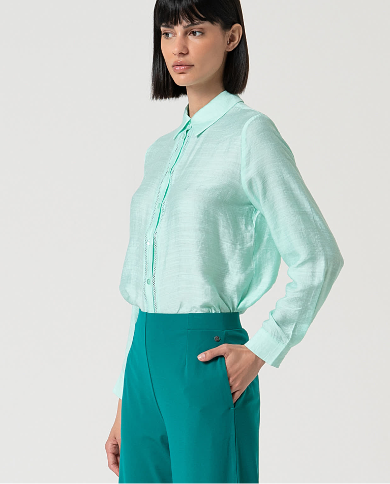 Surkana Pantalón Recto Elástico Liso Esmeralda