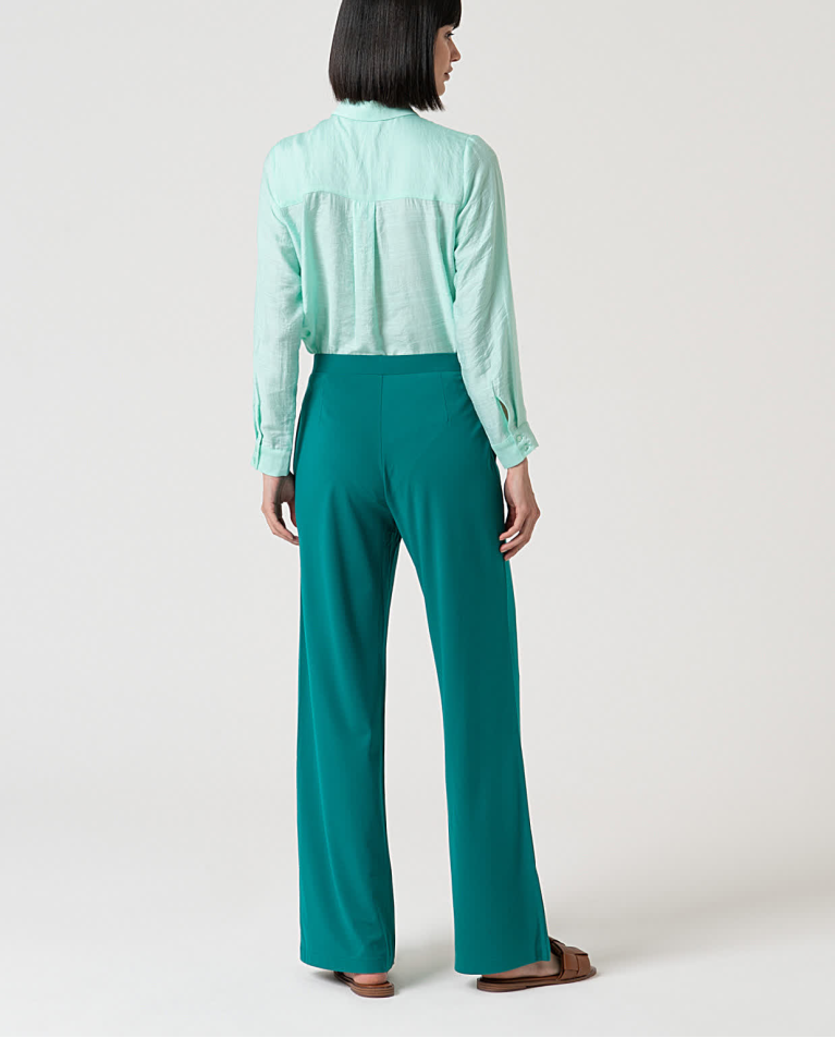 Surkana Pantalón Recto Elástico Liso Esmeralda