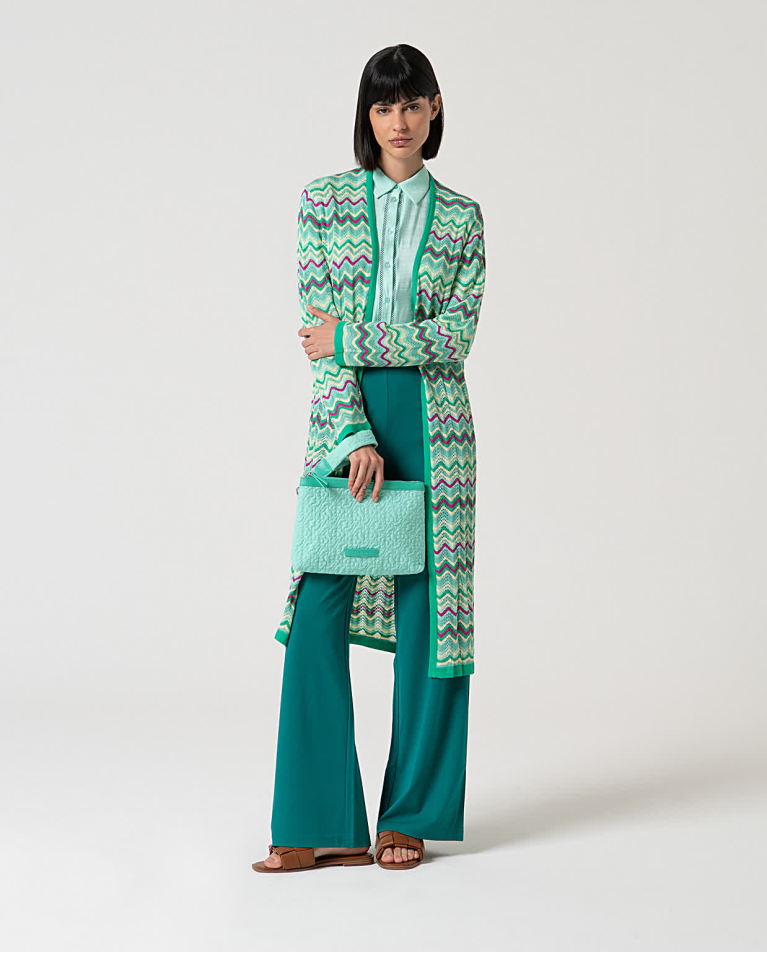 Surkana Pantalón Recto Elástico Liso Esmeralda