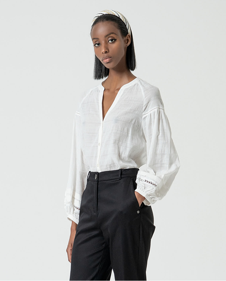 Surkana Pantalón Recto Elástico Liso Negro