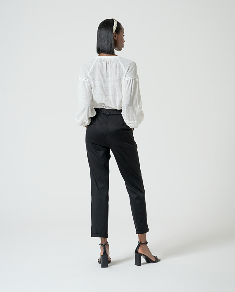 Surkana Pantalón Recto Elástico Liso Negro