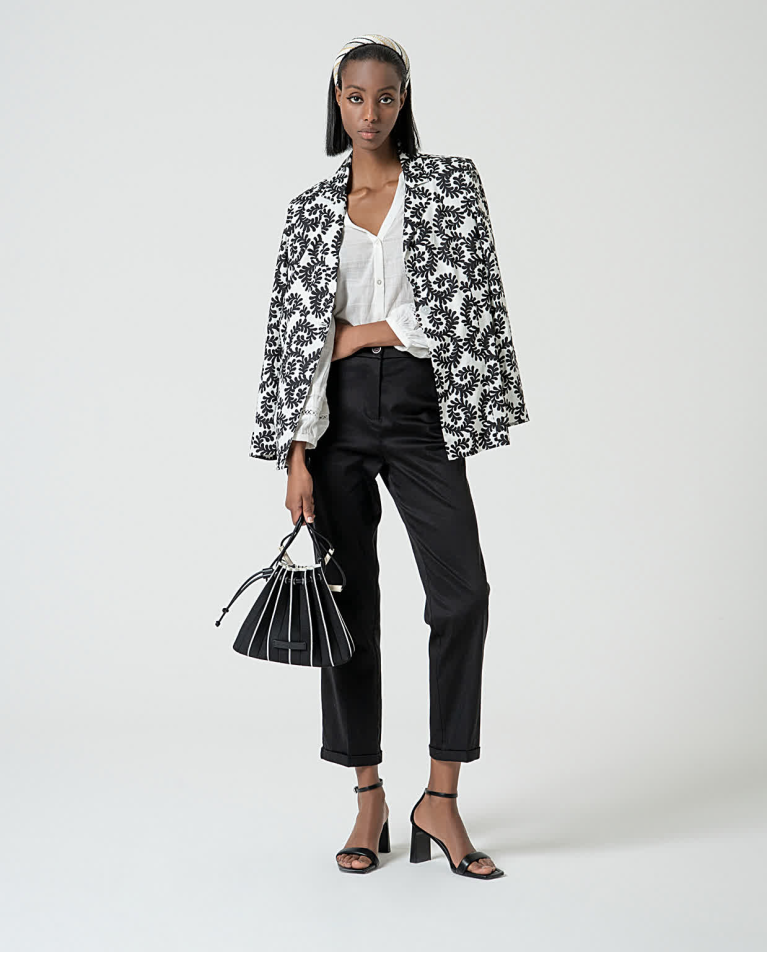 Surkana Pantalón Recto Elástico Liso Negro