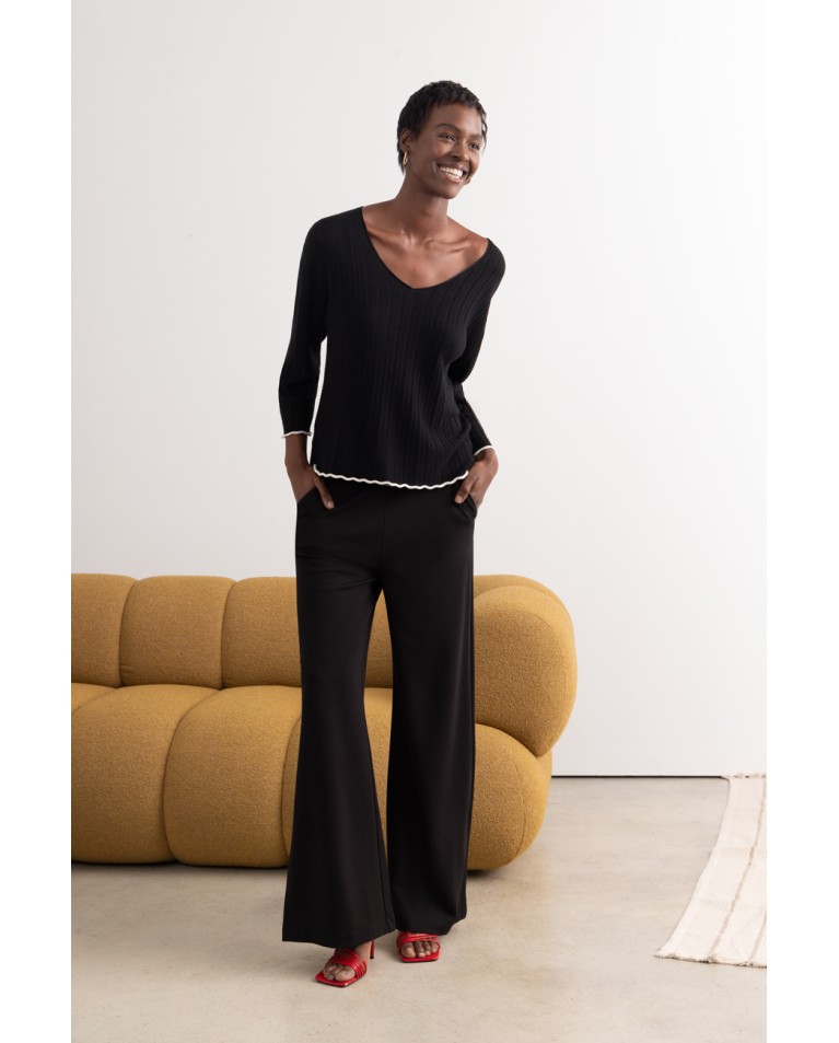 surkana Pantalón recto elástico liso Negro