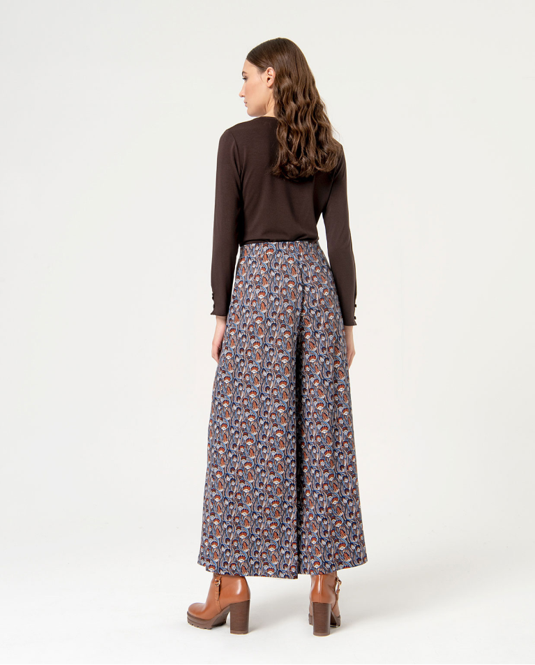 Surkana Pantalón Wide Leg Estampado Azul