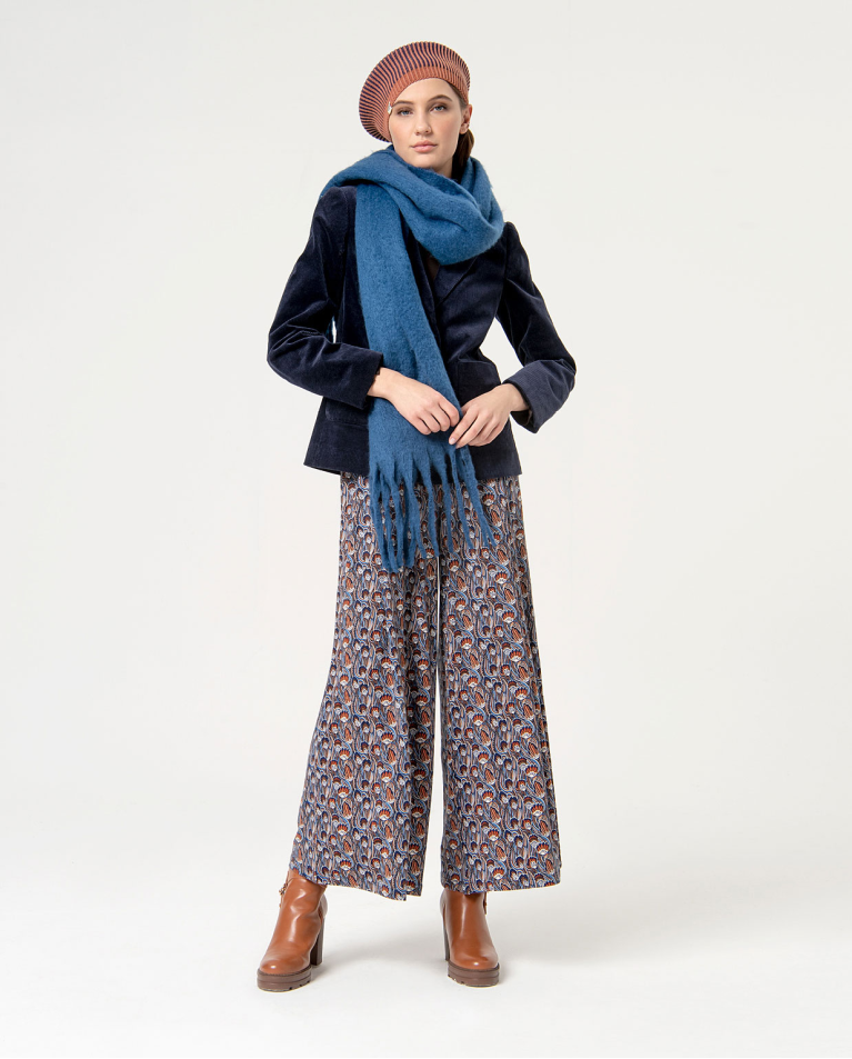 Surkana Pantalón Wide Leg Estampado Azul