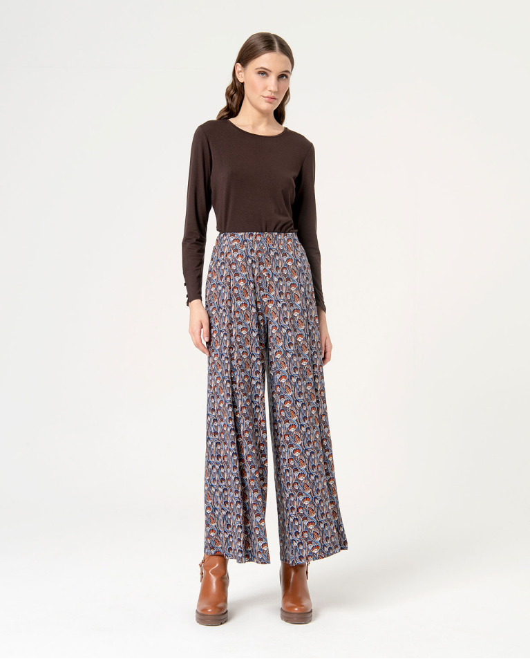 surkana Pantalón wide leg estampado Azul