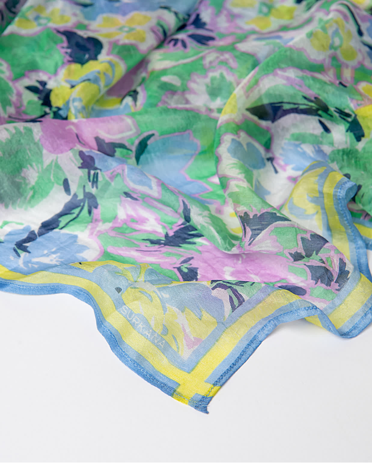 Surkana Pañuelo Cuadrado De Seda Azul