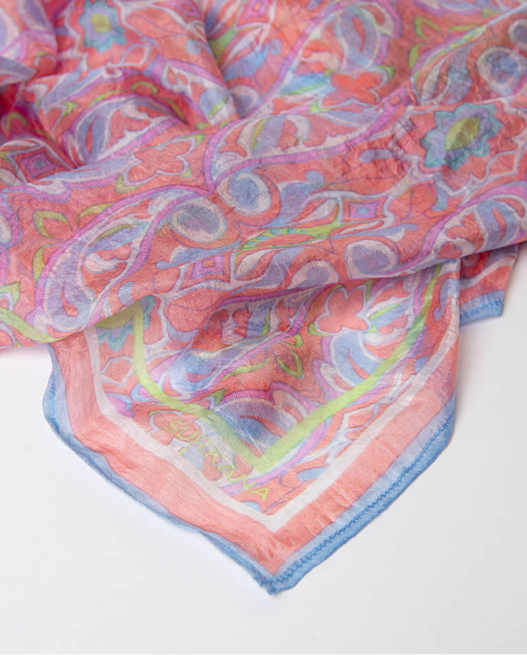 Surkana Pañuelo Cuadrado De Seda Coral