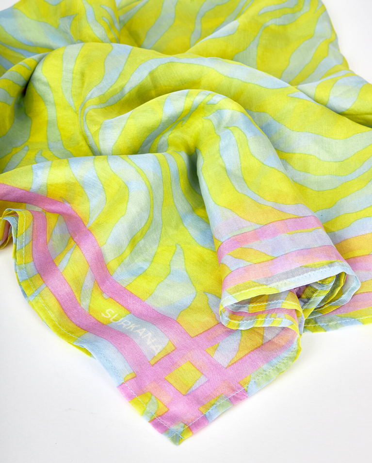 Surkana Pañuelo Cuadrado De Seda Verde