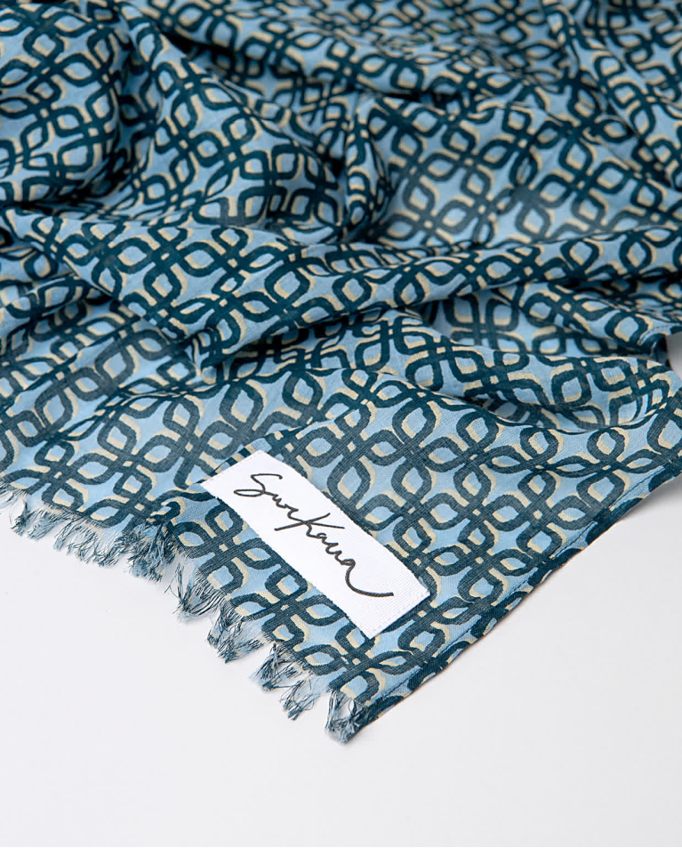Surkana Pañuelo Foulard Algodón Estampado Azul