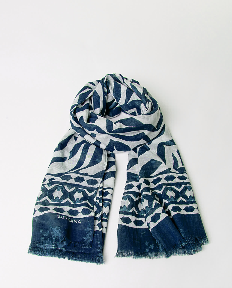 Surkana Pañuelo Foulard Algodón Estampado Azul