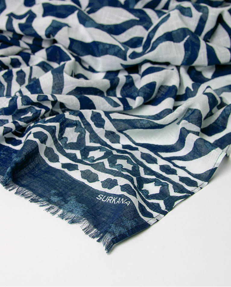 Surkana Pañuelo Foulard Algodón Estampado Azul