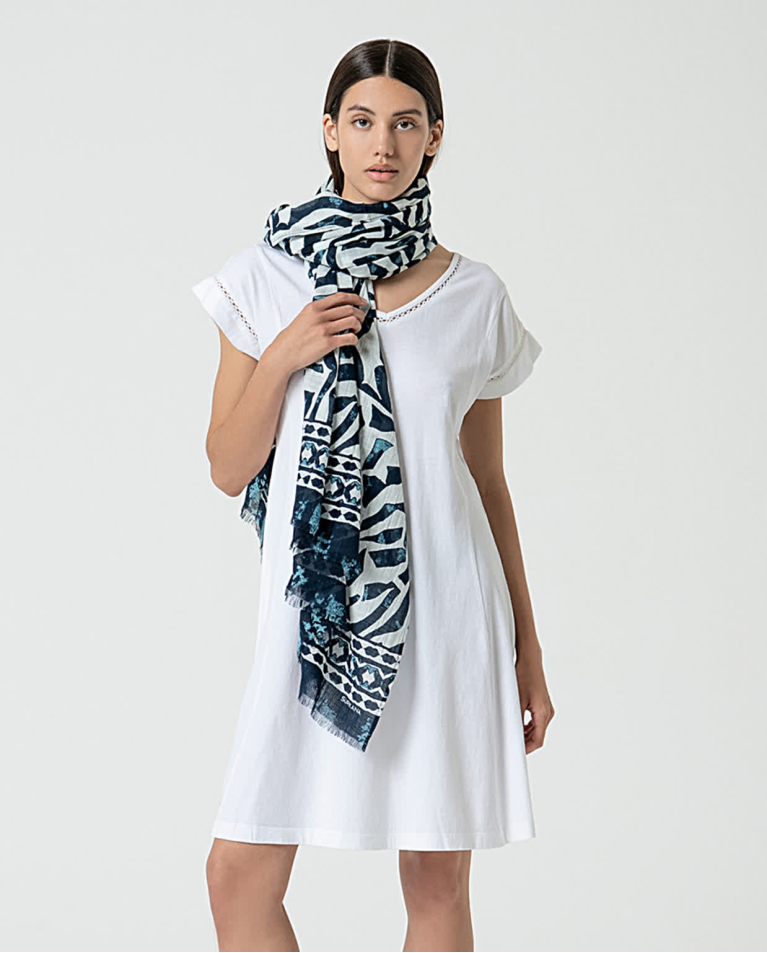 surkana Pañuelo foulard algodón estampado Azul