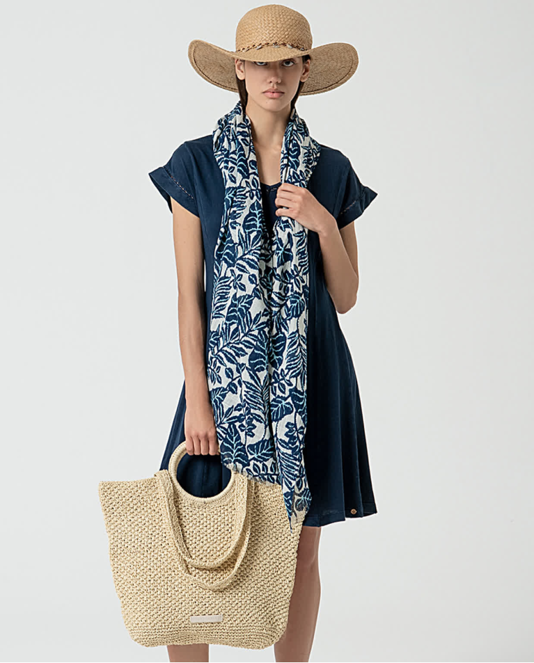 surkana Pañuelo foulard algodón estampado Azul