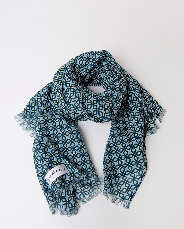 surkana Pañuelo foulard algodón estampado Azul
