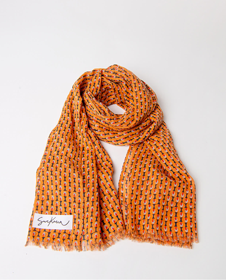 Surkana Pañuelo Foulard Algodón Estampado Naranja
