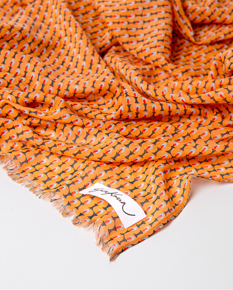 Surkana Pañuelo Foulard Algodón Estampado Naranja