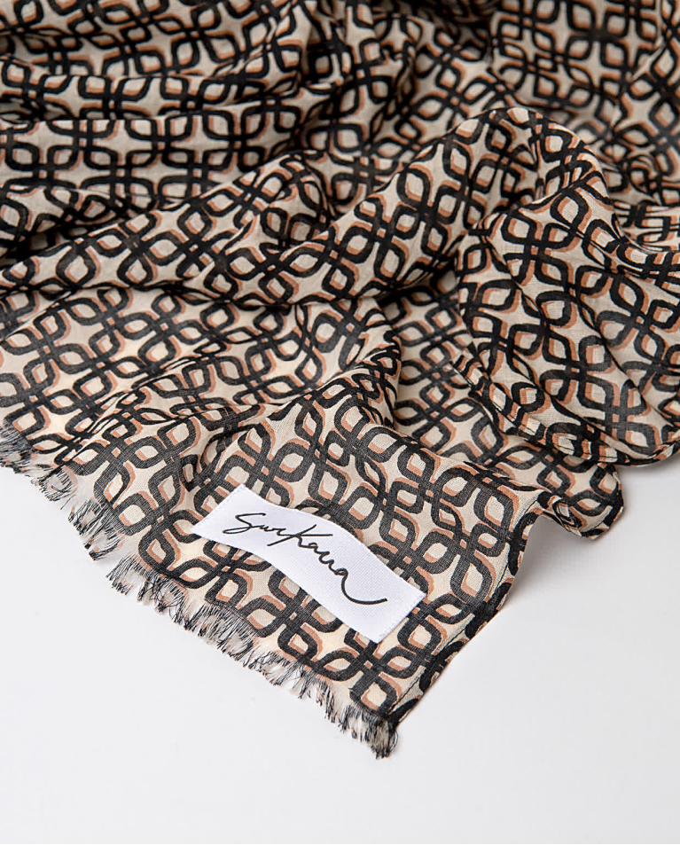 Surkana Pañuelo Foulard Algodón Estampado Negro
