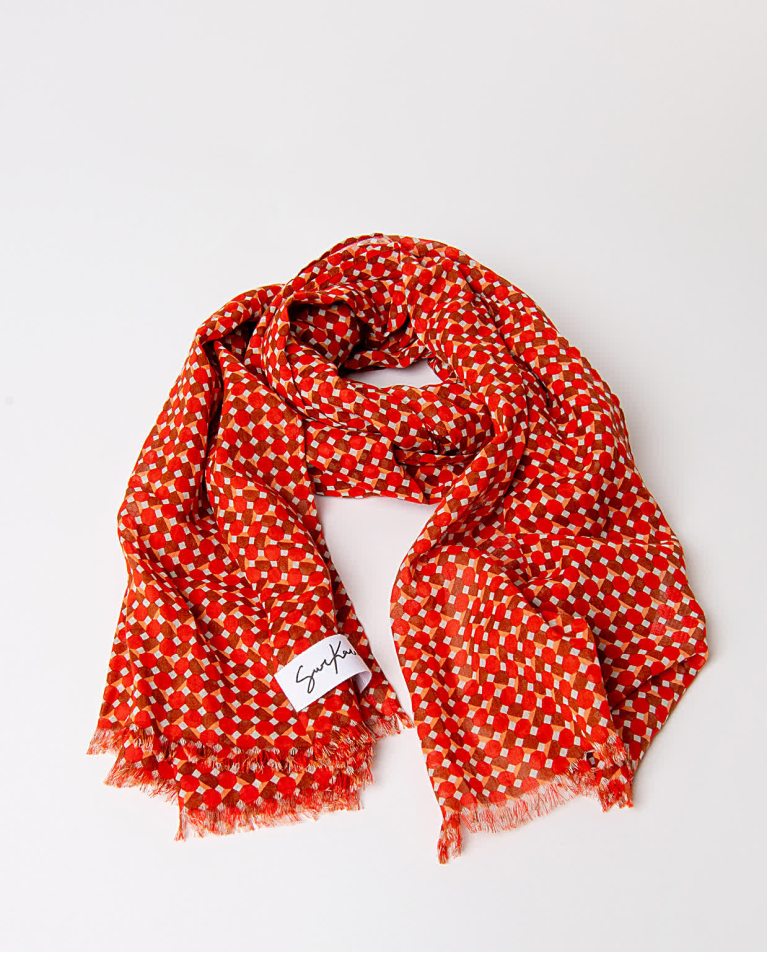Surkana Pañuelo Foulard Algodón Estampado Rojo