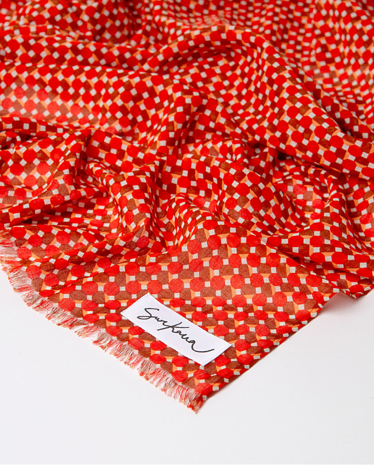 Surkana Pañuelo Foulard Algodón Estampado Rojo