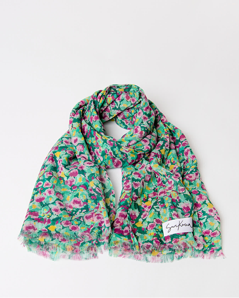 Surkana Pañuelo Foulard Algodón Estampado Turquesa