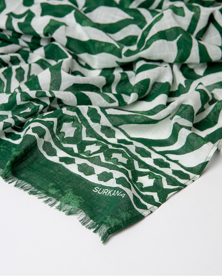 Surkana Pañuelo Foulard Algodón Estampado Verde