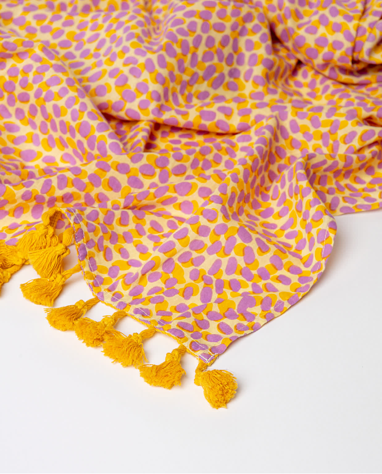 Surkana Pareo Algodón Estampado Amarillo