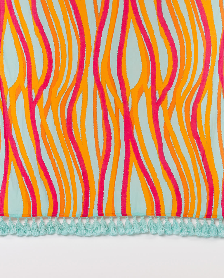 Surkana Pareo Algodón Estampado Turquesa